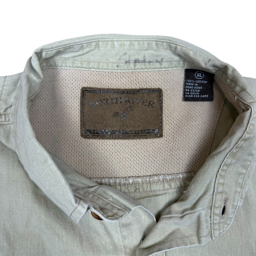 North River Mens XL Khaki Tan Short Sleeve Utility Fishing Hiking Shirt Cotton - Picture 3 of 10